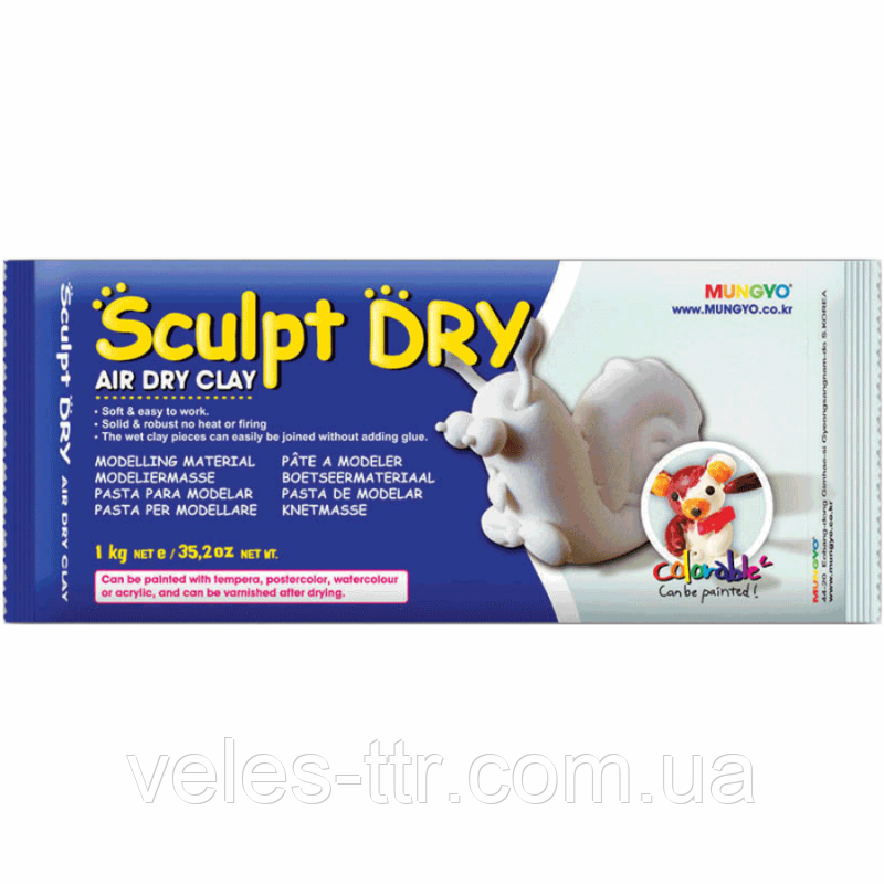 Самозатвердевающая масса для моделирования ''Sculpt Dry'', MUNGYO БЕЛЫЙ 1000 гр - фото 1 - id-p1579996778