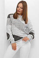 Вязаный женский светло-серый свитер 207 размер 44-50 универсальный