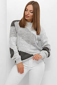 В'язаний світло-сірий светр 207 розмір 44-50 універсальний