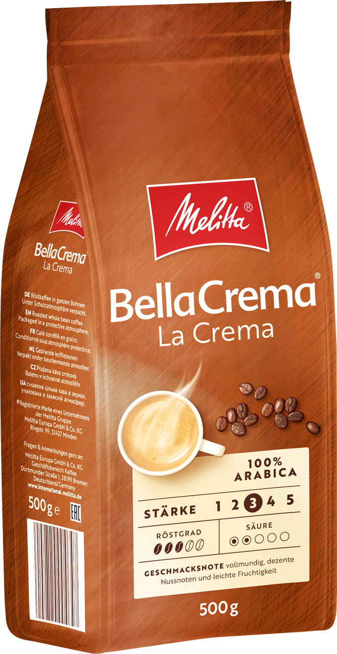 Кава зернова арабіка Melitta Bella Crema, 500г, Німеччина, середнього обсмажування