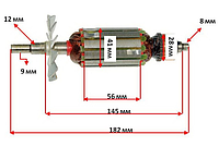 Якорь болгарки VJ Parts 180 41 мм (182х41, шпонка 9 мм)