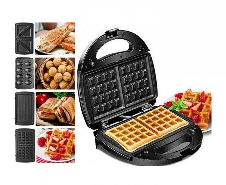 4в1 Гриль вафельниця горішниця електрична Domotec MS 7704, фото 1