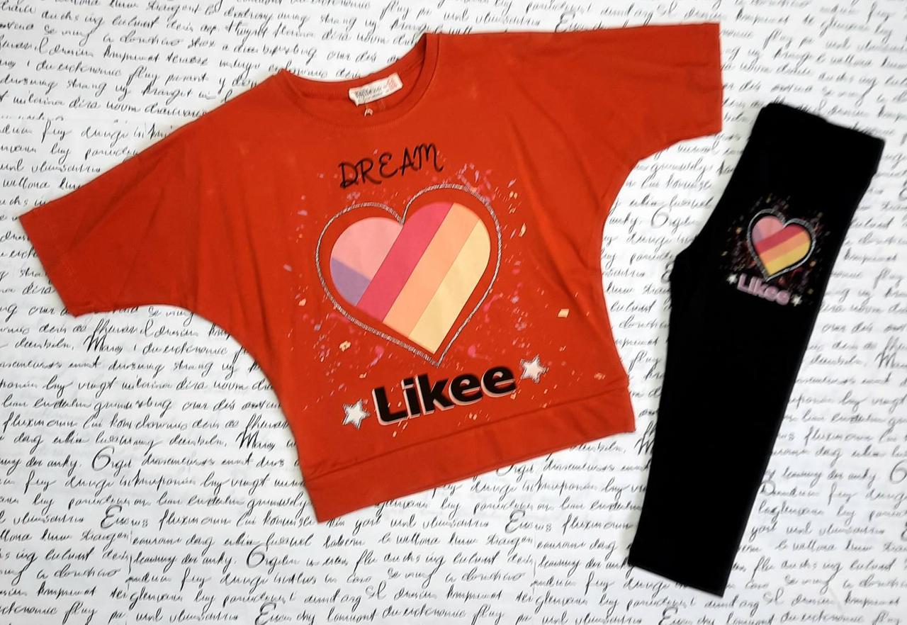 Костюм Likee 2-ка лосини + футболка на дівчинку на 116-134 зріст