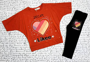 Костюм Likee 2-ка лосини + футболка на дівчинку на 116-134 зріст