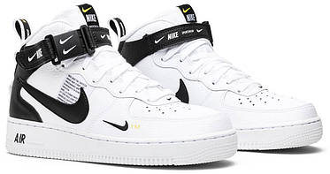 Кросівки Nike Air Force 1 Mid Utility White Black, фото 4