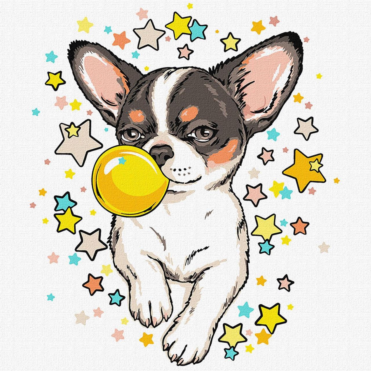Картина за номерами для дітей 30х30 см. Зірковий пес Чіхуахуа. Ідейка. КНО4292, фото 1