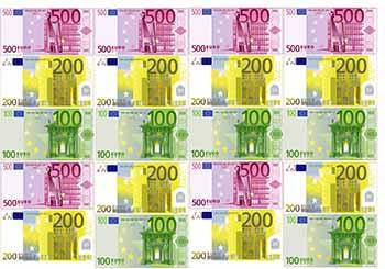 Вафельна картинка "Гроші. Євро. Купюри євро" А4, 20х30 см