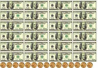 Вафельная картинка "Деньги. Доллары. Купюры долларов" А4, 20х30 см