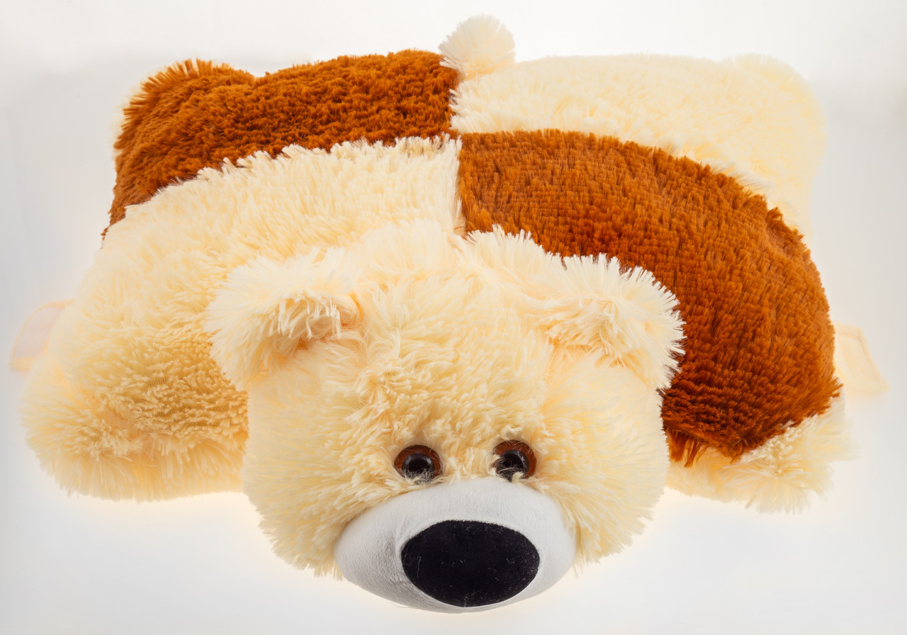 Подушка Аліна ведмедик 45 см персиковий і коричневий