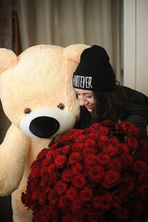 М'яка іграшка Ведмідь Аліна Бублик 110 см персиковий, фото 2