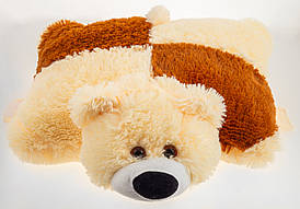 Подушка Аліна ведмедик 55 см коричневий і персиковий