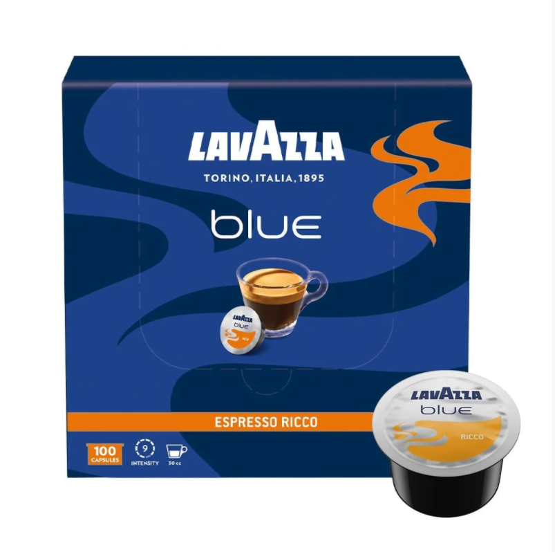 Кава в капсулах Lavazza Blue Espresso Ricco 100 шт Італія Капсули Лавацца Блю Рікко