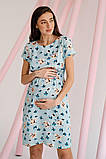 Ніжна бавовняна сукня для вагітних і годуючих сіро-синя з секретом годування, 4178604-СС, фото 6