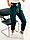 Женские стильные однотонные джоггеры из креп-дайвинга со шнурком на поясе батал, фото 2