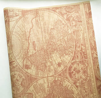 Подарунковий папір ретро "Карта" (68) коричнева на крафте