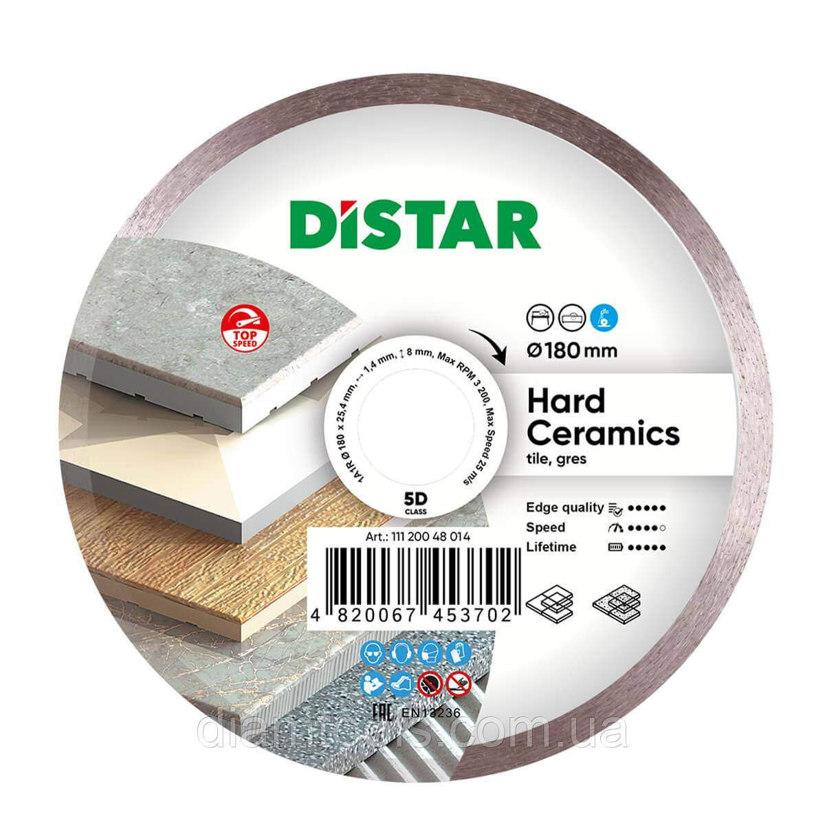 Круг алмазний відрізний по керамограніту Distar Hard ceramics 180x1.4x8.5x25.4