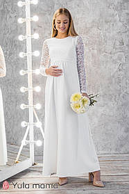 Весільна сукня міді для вагітних та годуючих мам з гіпюру Elians розмір XS Юла Мама Білий