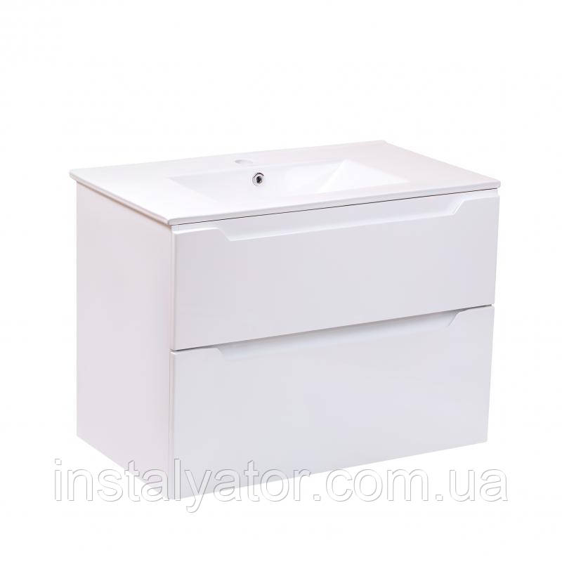 Комплект Qtap Scorpio 810х585х460 White тумба підвісна + раковина урізна QT1472TPВ8013080CW