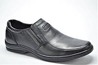 Мужские комфортные кожаные туфли черные Konors 5178
