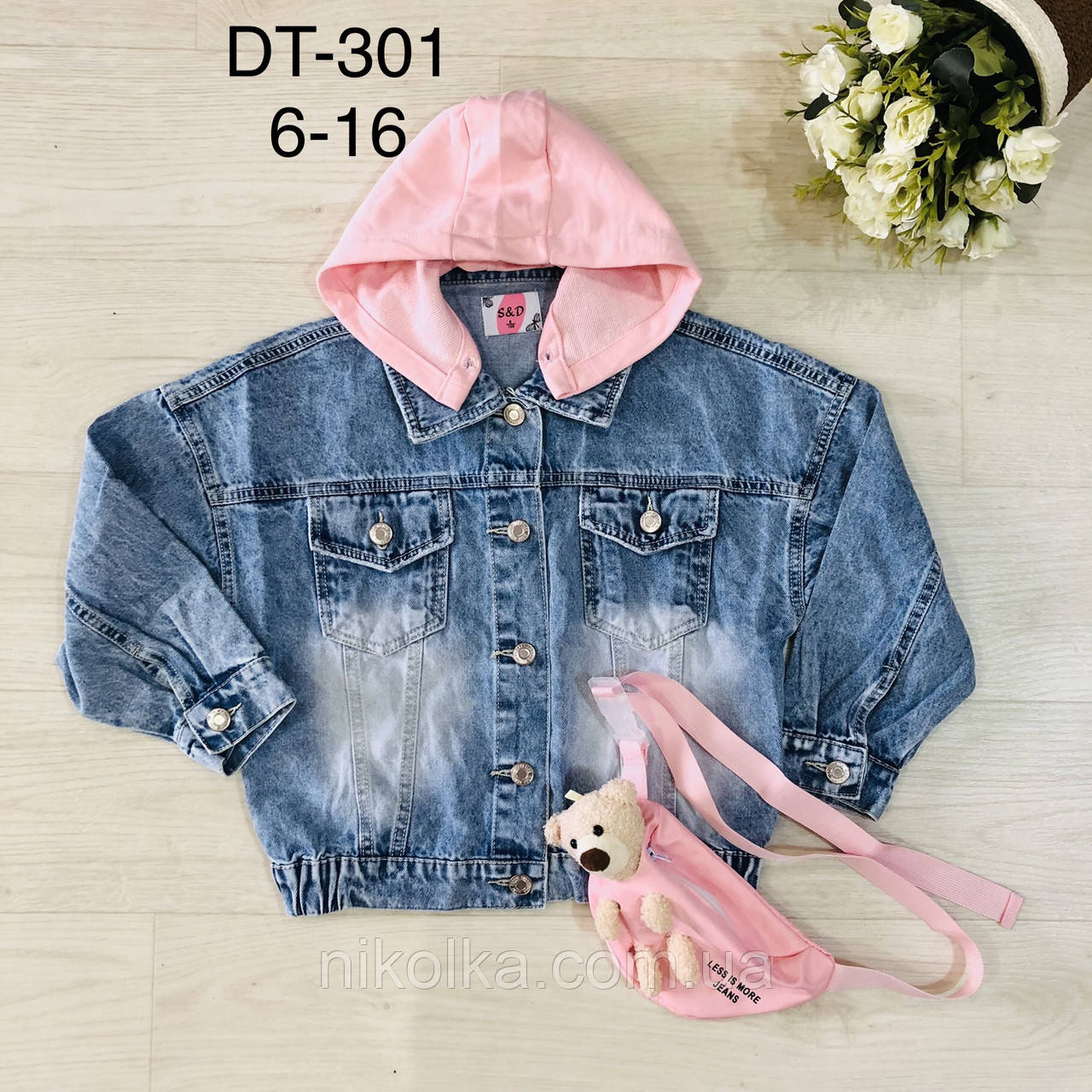 Джинсовая куртка для девочек оптом, S&D, 6-16 лет, арт. DT301, фото 1