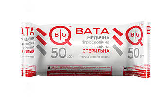 Вата медична гігієнічна стерильна BigQ рулон, 50г