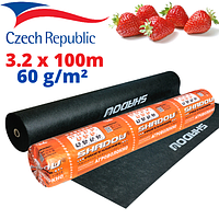 Укривний матеріал чорний спанбонд 60 г/м² мульчуюче агроволокно для полуниці від бур'янів 3,2 х 100м Shadow