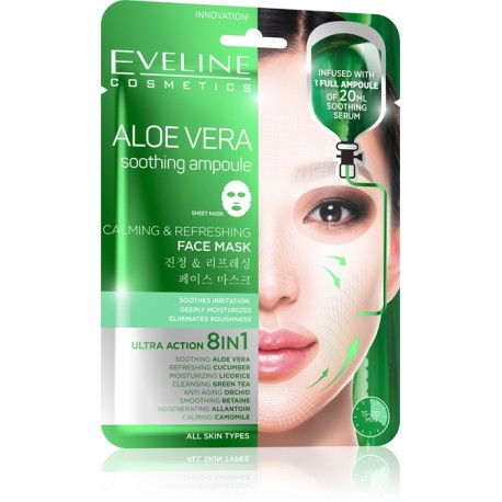Заспокійлива Маска тканинна Eveline Cosmetics Aloe Vera 2 шт. (5901761971682)