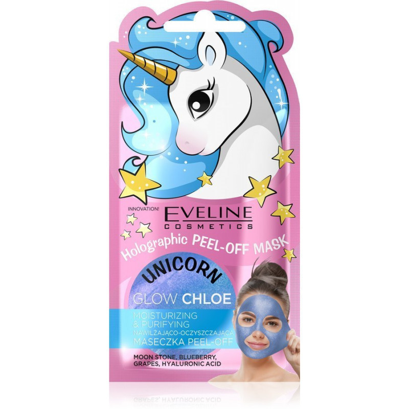 Маска для обличчя голографічна зволожуюче-очищаюча Eveline Unicorn Peel Off Mask 7мл (5903416025580)