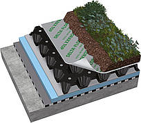 Дренажна мембрана висотою 20 мм з перфорацією та геотекстилем для зелених дахів, DELTA-FLORAXX TOP
