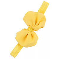 Дитяча жовта пов'язка з шифоновою бантом - на резинці, окружнсть голови 34-50см, бант 10см