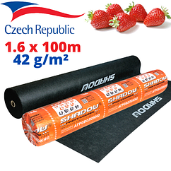 Укривний матеріал чорний спанбонд 42 г/м² мульчуюче агроволокно для полуниці від бур'янів 1,6 х 100м Shadow