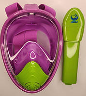 Дитяча маска для плавання XS Velasport 1.0 Снорклінга Полоновна для купання Violet Green