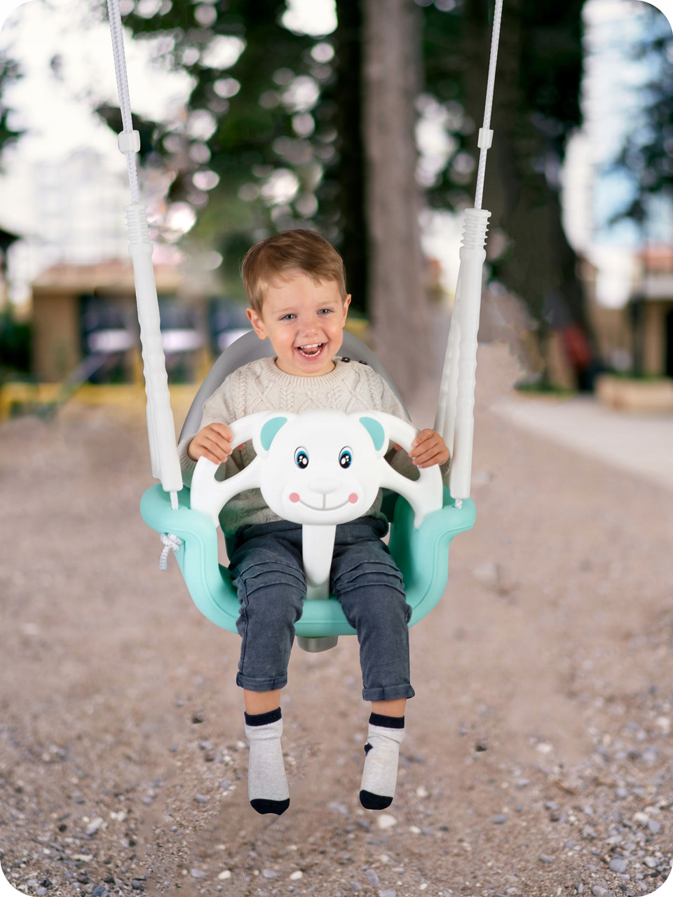 Дитяча гойдалка для дому та саду 3 в 1 "Ricokids", від 6 місяців до 7 років, бірюзова