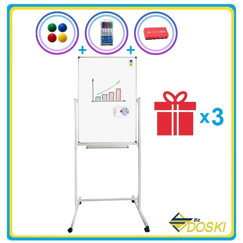 Купить Флипчарт магнитно-маркерный 65х100 см поворотный на колесах ...