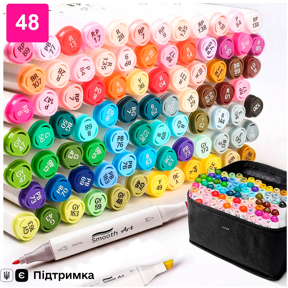 Набір художніх двосторонніх маркерів 48 шт Touch Multicolor для скетчів та малювання на спиртовій основі
