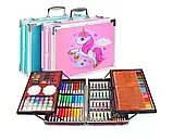 Набір для малювання Єдиноріг в алюмінієвій валізі 145 предметів Рожевий, фото 2