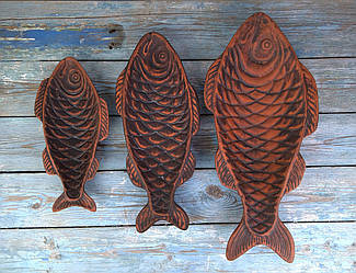 Набір форм для запікання риби "Форель" 3 шт. із червоної глини