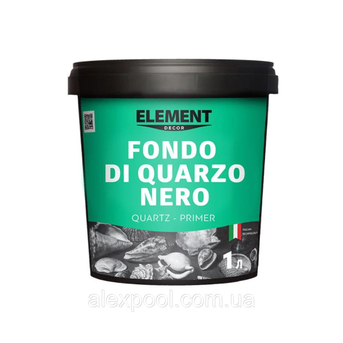 Кварц-грунт FONDO DI QUARZO NERO ELEMENT DECOR 1 л - акрилова грунтовка з мармурової пилом