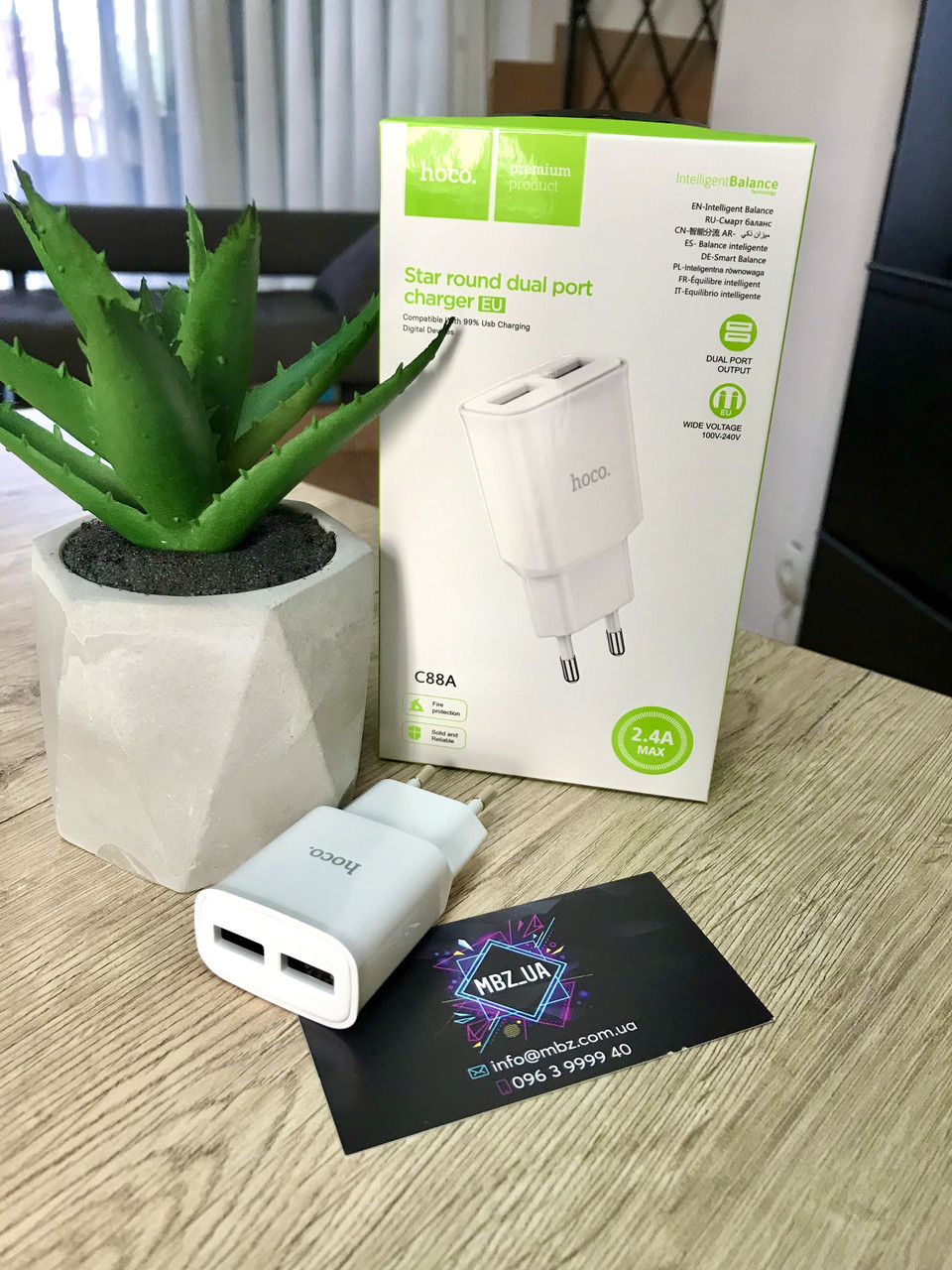 Блок живлення, Адаптер Hoco C88A 2USB 2.4 A white Зарядний пристрій