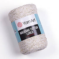 Yarnart MACRAME COTTON LUREX (Макраме котон люрекс) №724 молочний (Пряжа, нитки для в'язання макраме)