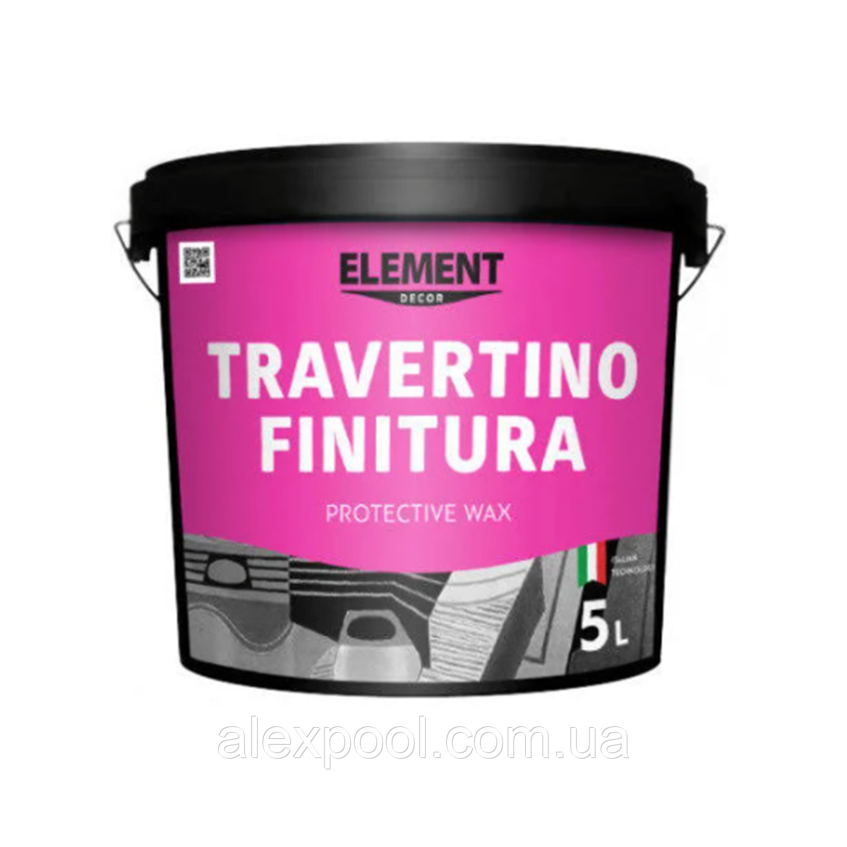 Захисний віск TRAVERTINO FINITURA ELEMENT DECOR 5 л - Декоративний захисний віск для декоративних штукатурок