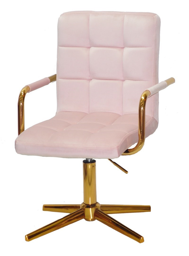 Крісло Augusto-Arm GD-Modern Base рожевий В-1021 велюр із золотими підлокітниками, на золотій хрестовині, фото 1