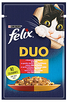 Влажный корм для кошек Felix Fantastic Duo (Феликс Фантастик) говядина и птица в желе, 85 г