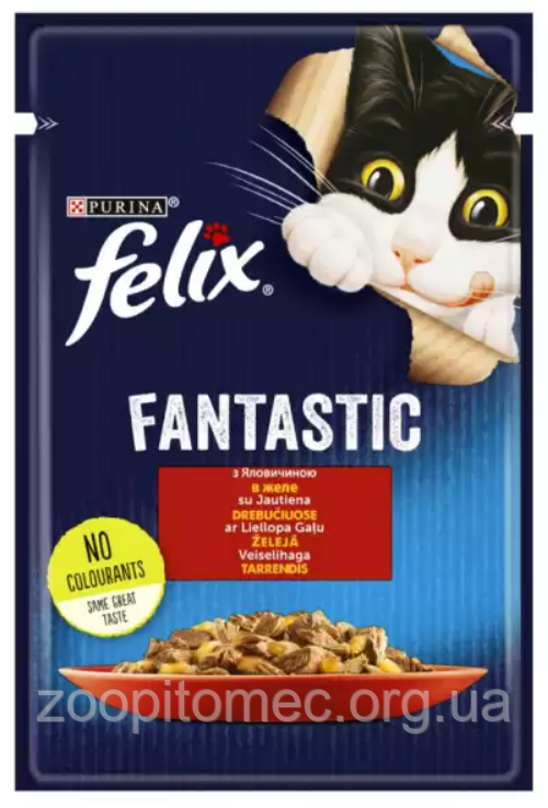 Корм для котів Felix Purina (Пурину) з яловичиною в желе 100г