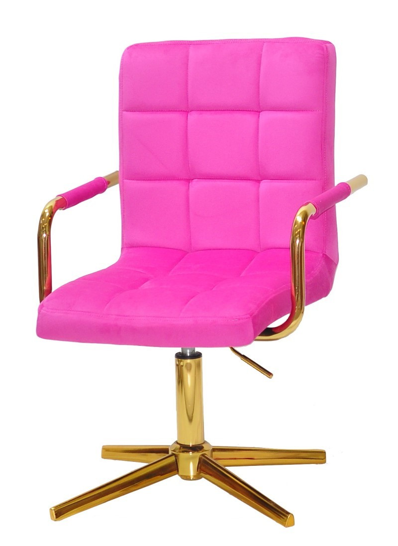 Крісло Augusto-Arm GD-Modern Base малина В-1023 велюр із золотими підлокітниками, на золотій хрестовині, фото 1