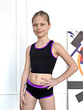 Комплект для pole dance для дівчаток дитячий спортивний подовжений топ і труси з біфлексу Рут р.26-44, фото 2