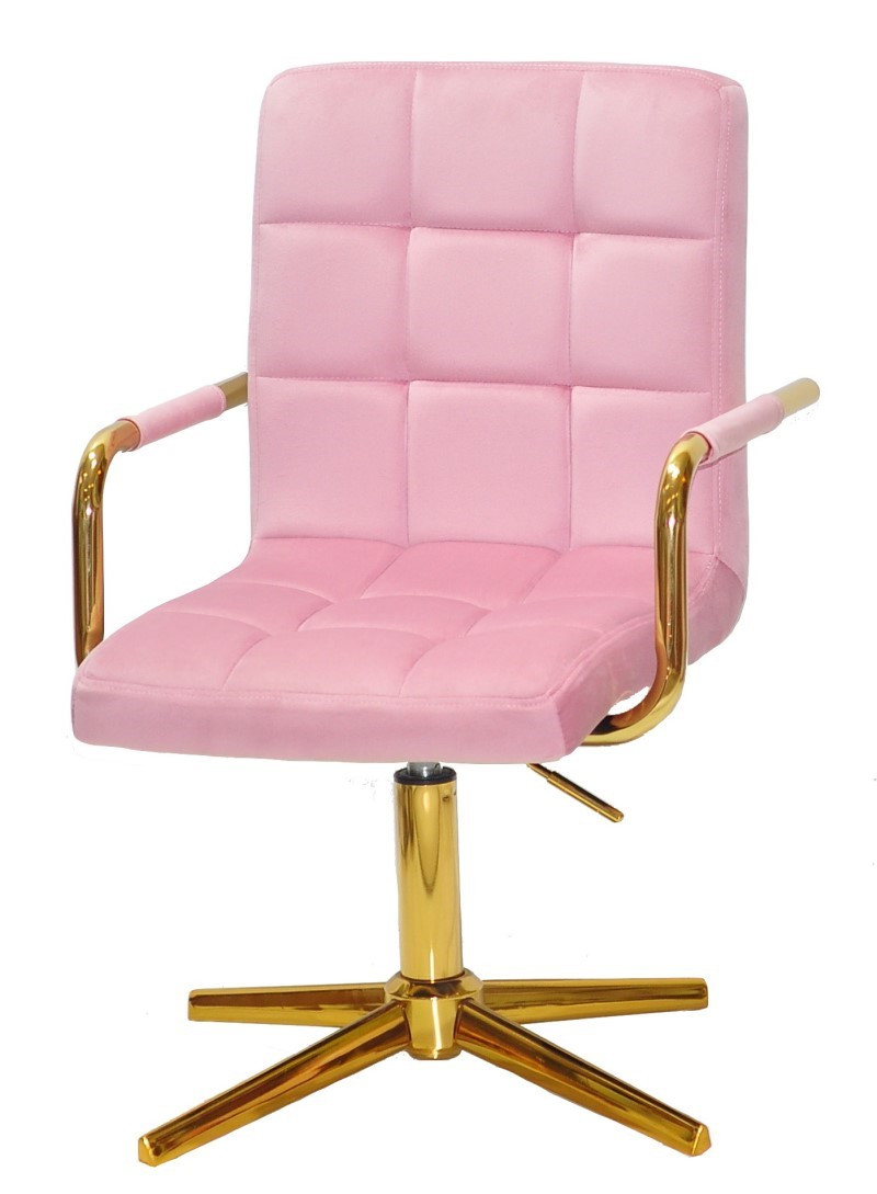 Крісло Augusto-Arm GD-Modern Base фрез В-1025 велюр із золотими підлокітниками, на золотій хрестовині, фото 1