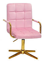 Крісло Augusto-Arm GD-Modern Base фрез В-1025 велюр із золотими підлокітниками, на золотій хрестовині, фото 2