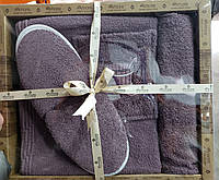 Женский махровый набор для сауны полотенце + чалма + тапочки Amore Турция