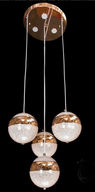 Светильник потолочный подвесной в стиле лофт 4 шара белый с золотом светодиодный 6W с регулировкой высоты